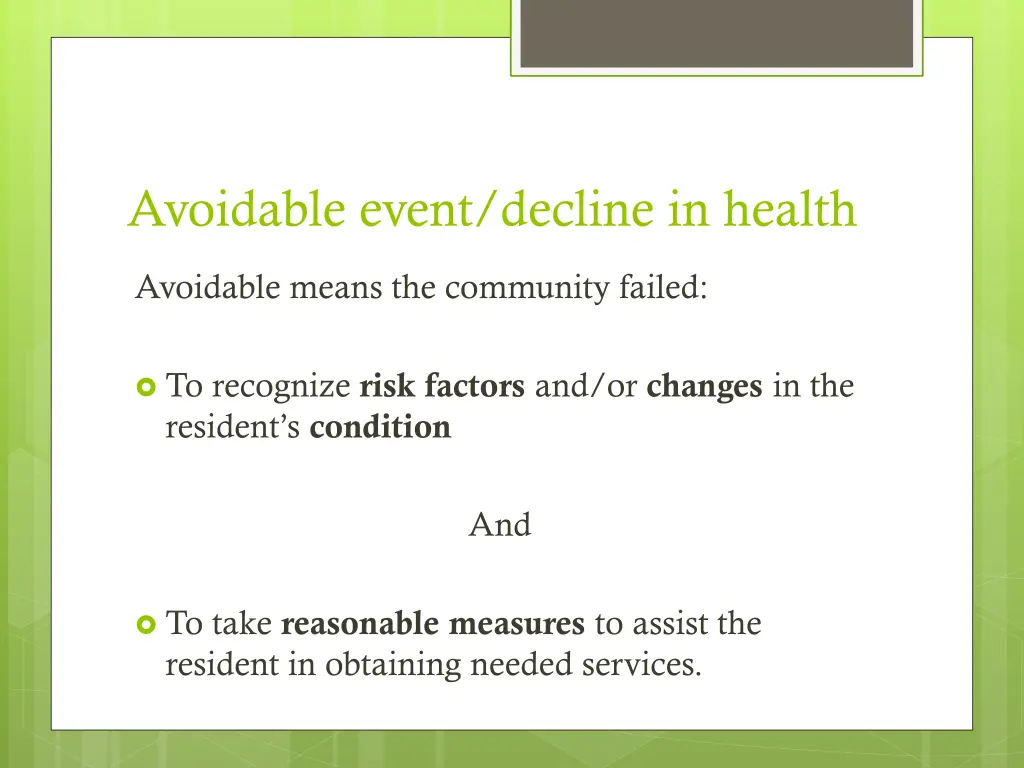 avoidable event decline in health