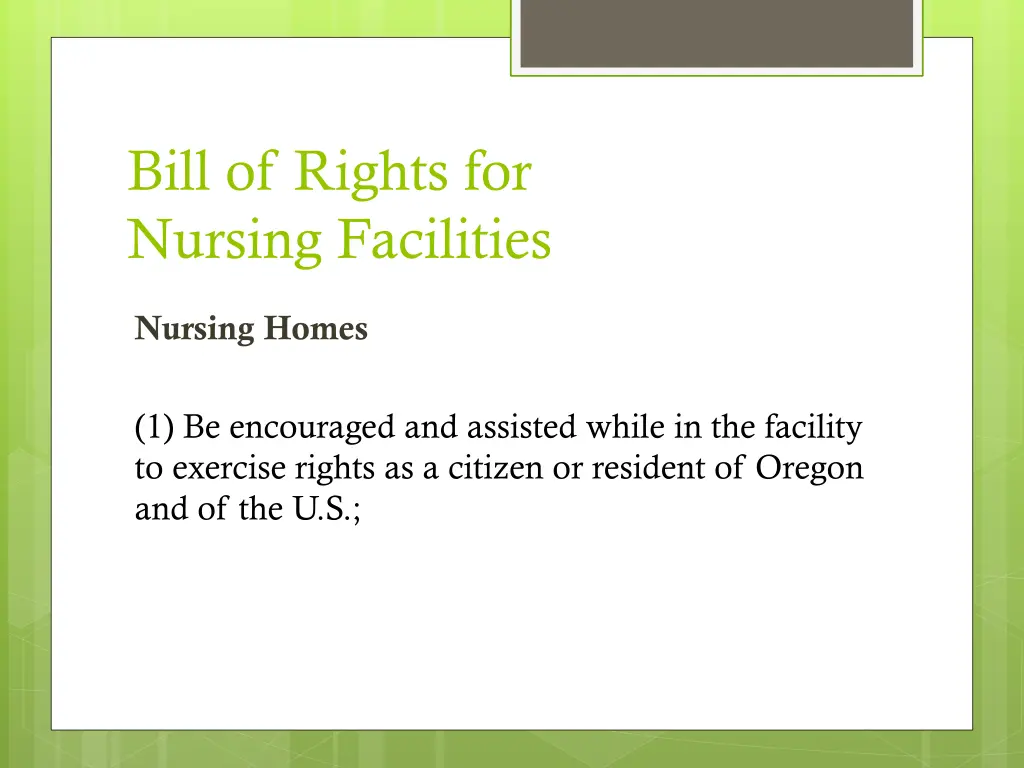 bill of rights for nursing facilities