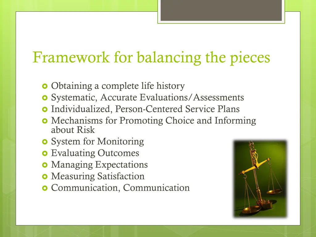 framework for balancing the pieces