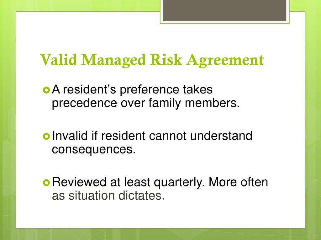 valid managed risk agreement