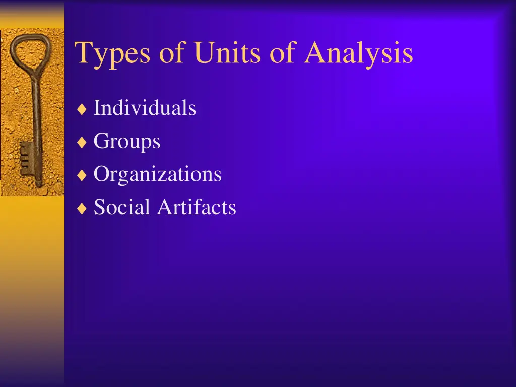 types of units of analysis