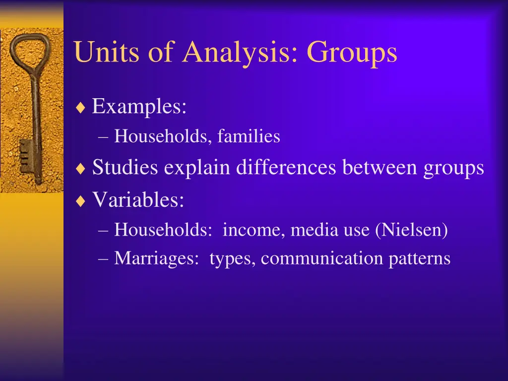 units of analysis groups