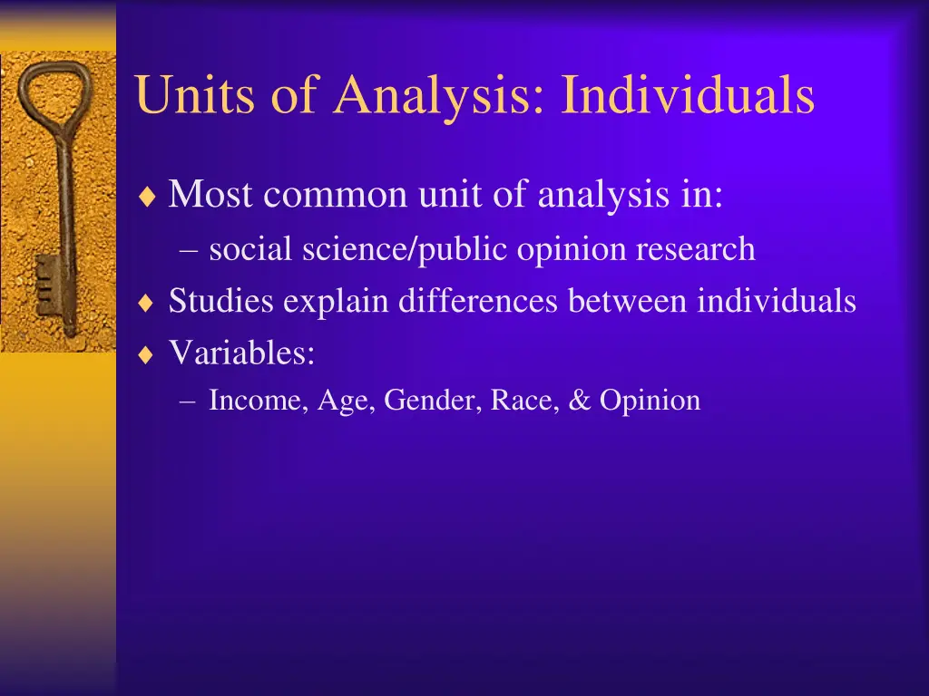 units of analysis individuals