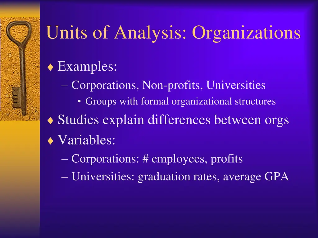 units of analysis organizations