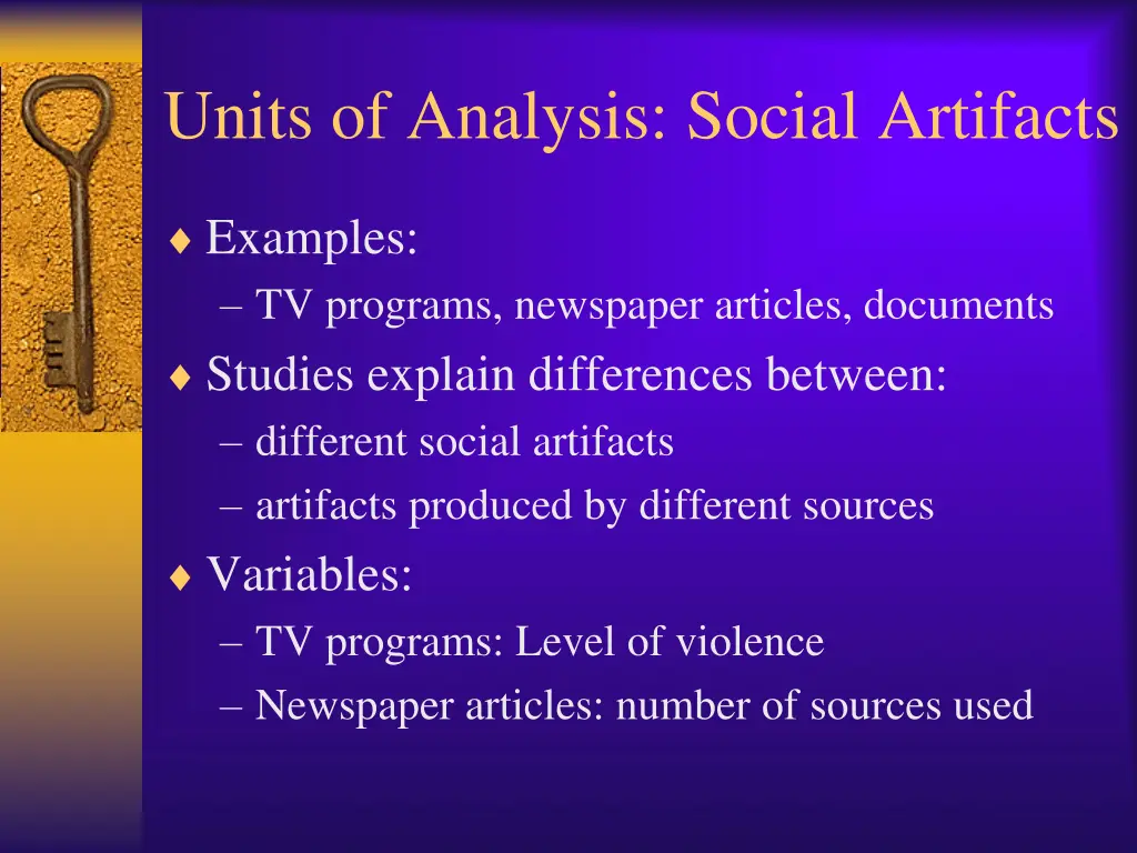 units of analysis social artifacts