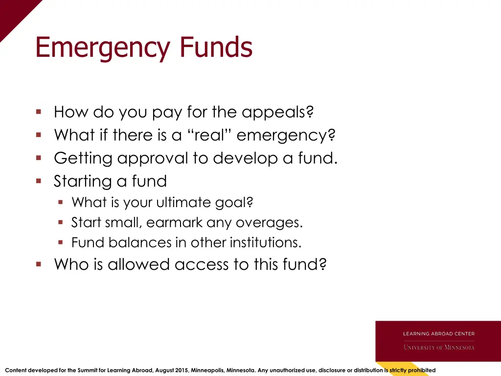 emergency funds