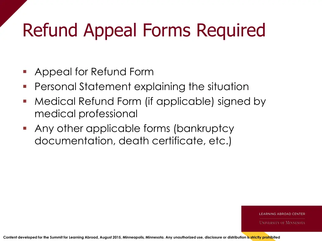refund appeal forms required
