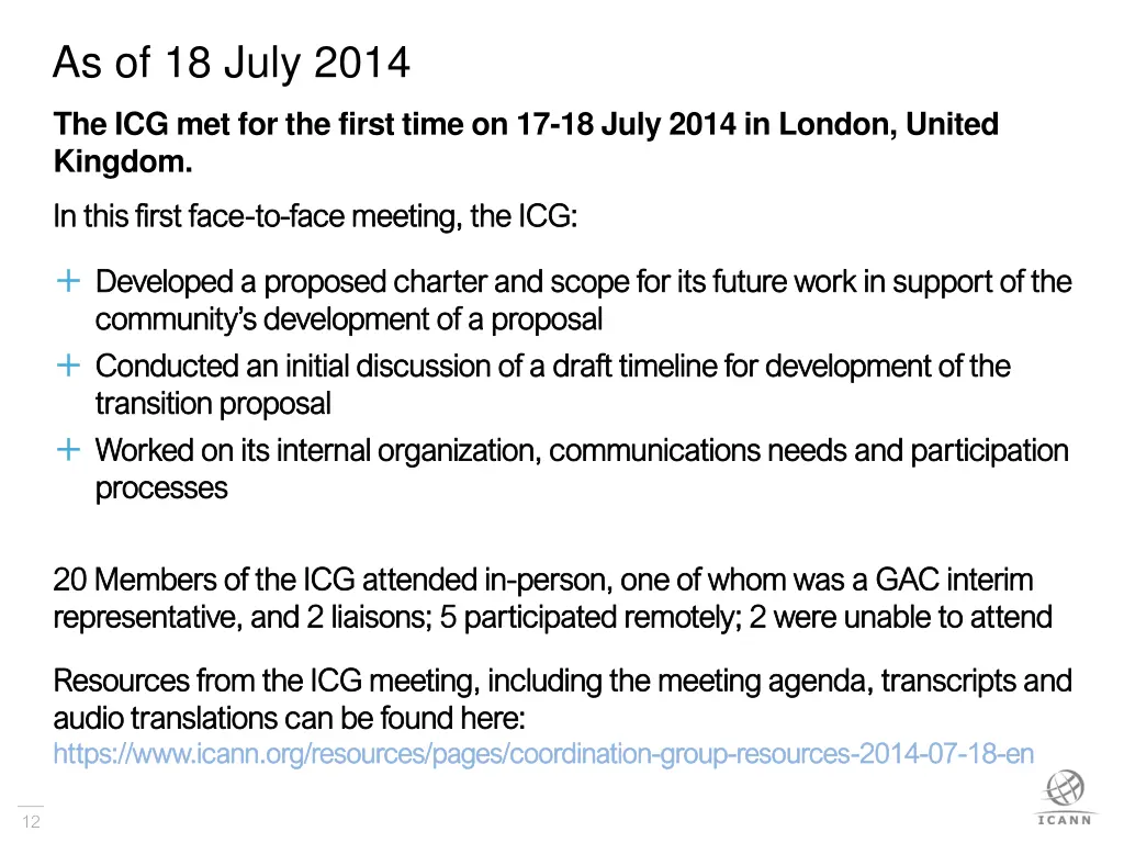 as of 18 july 2014