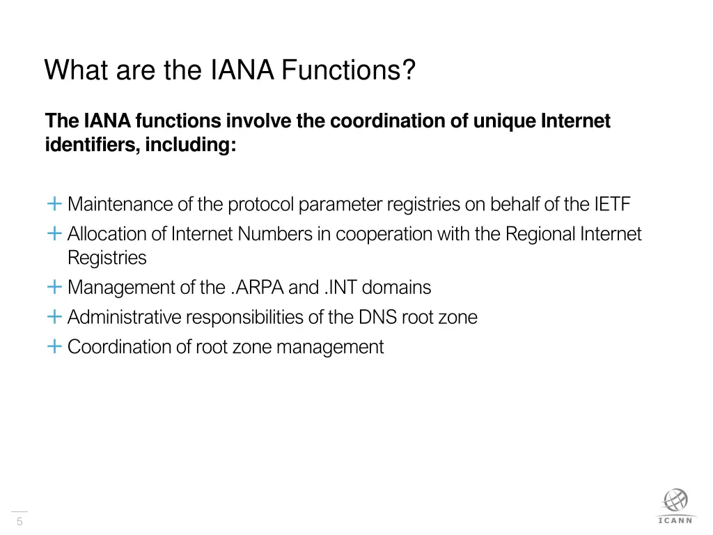 what are the iana functions