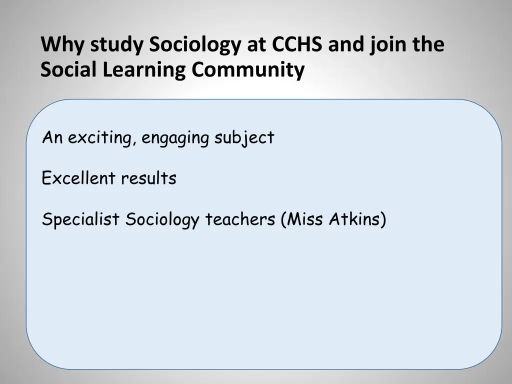 why study sociology at cchs and join the social