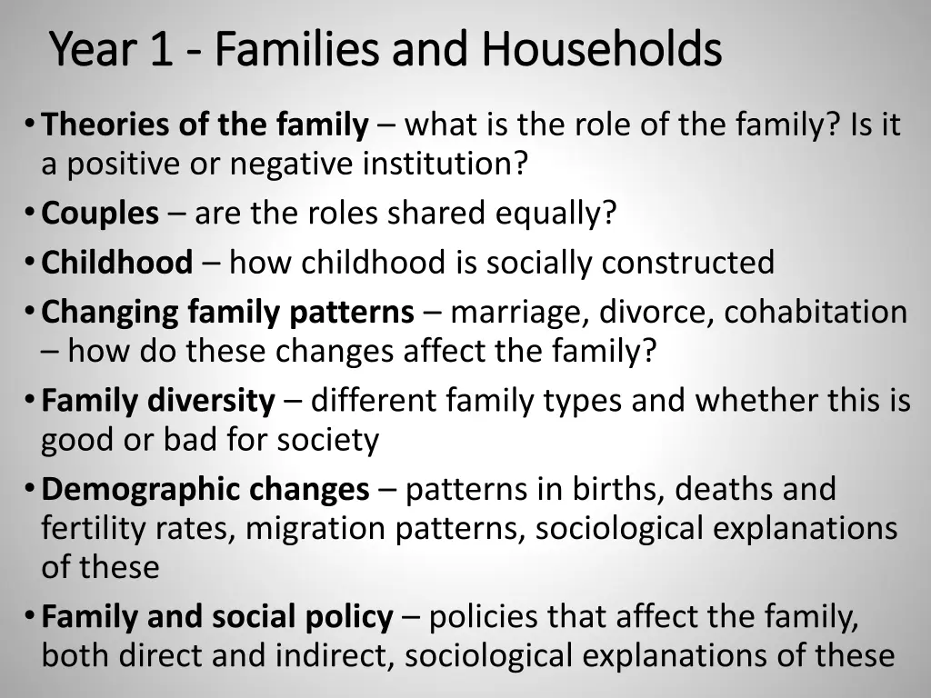 year 1 year 1 families families and households