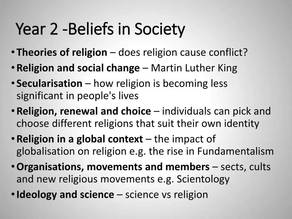 year 2 year 2 beliefs