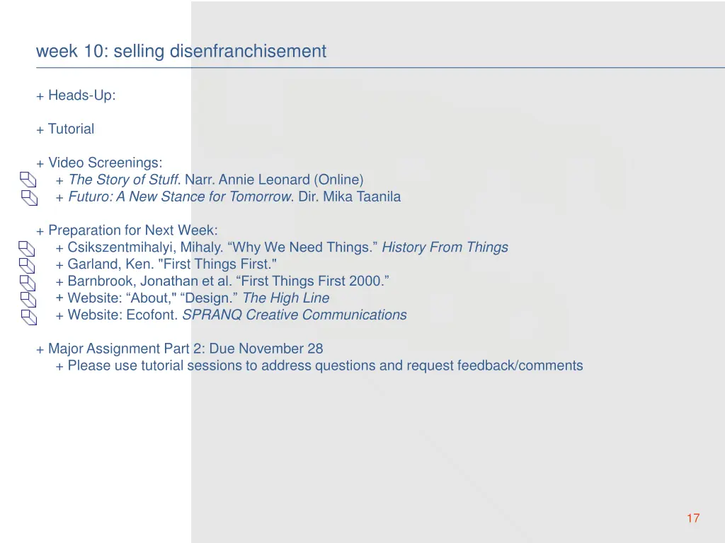 week 10 selling disenfranchisement 15