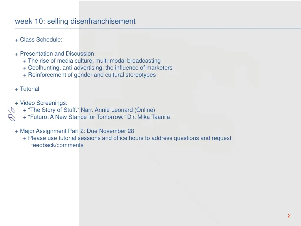 week 10 selling disenfranchisement