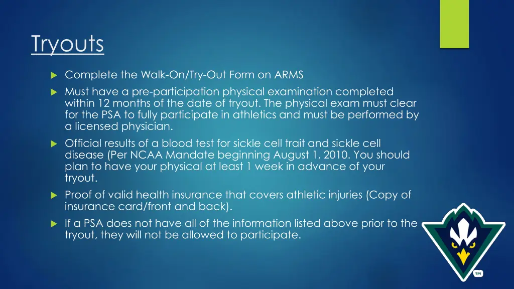 tryouts