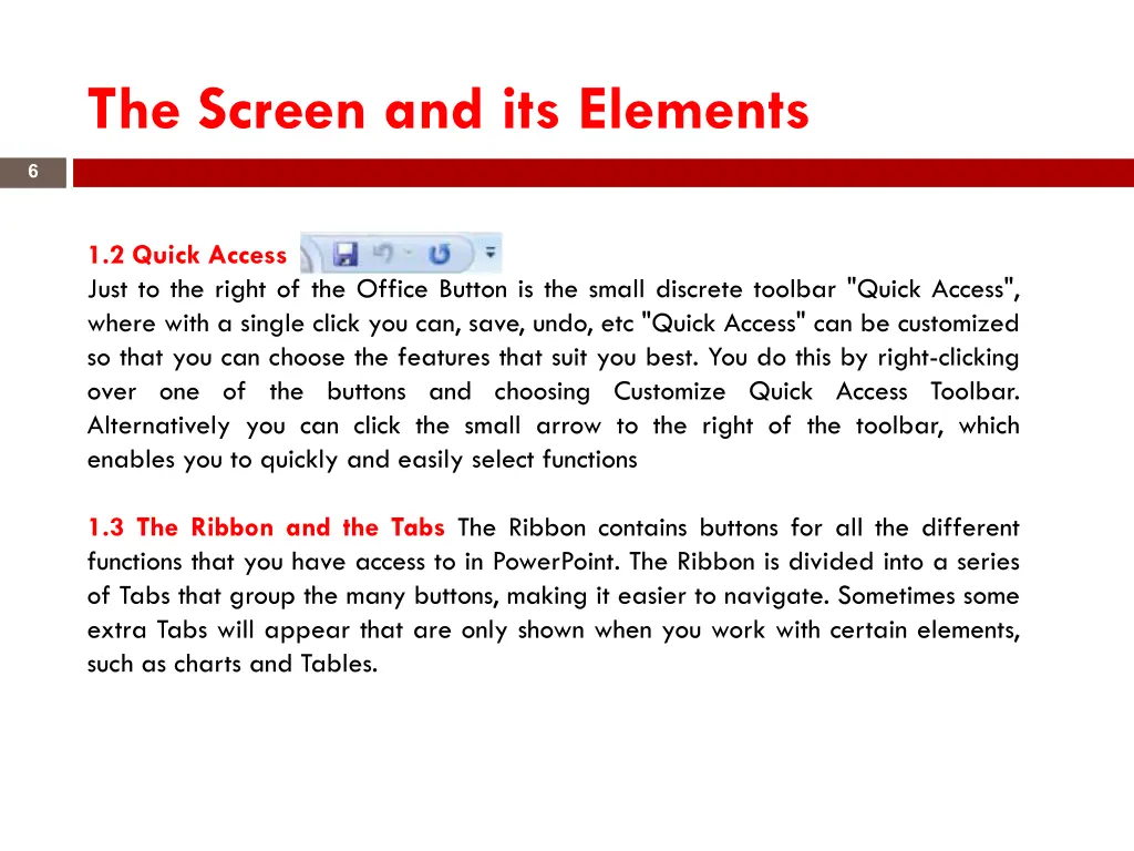 the screen and its elements 3