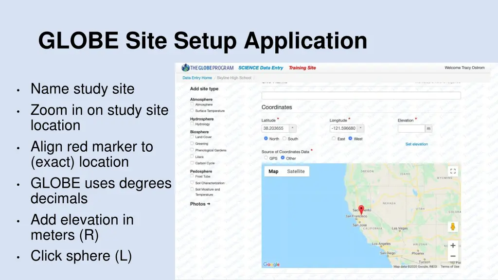 globe site setup application