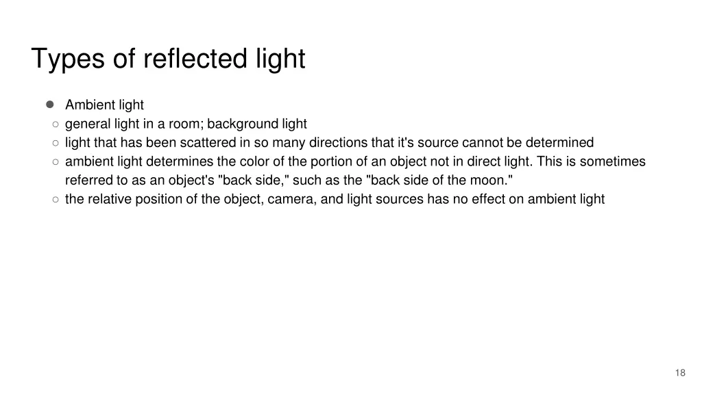 types of reflected light