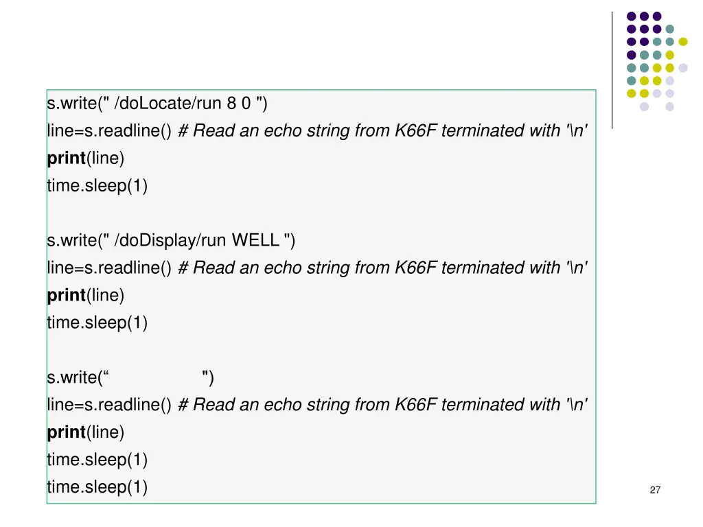 s write dolocate run 8 0 line s readline read