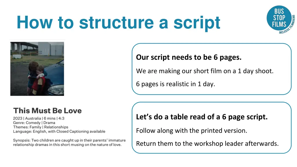 how to structure a script 1