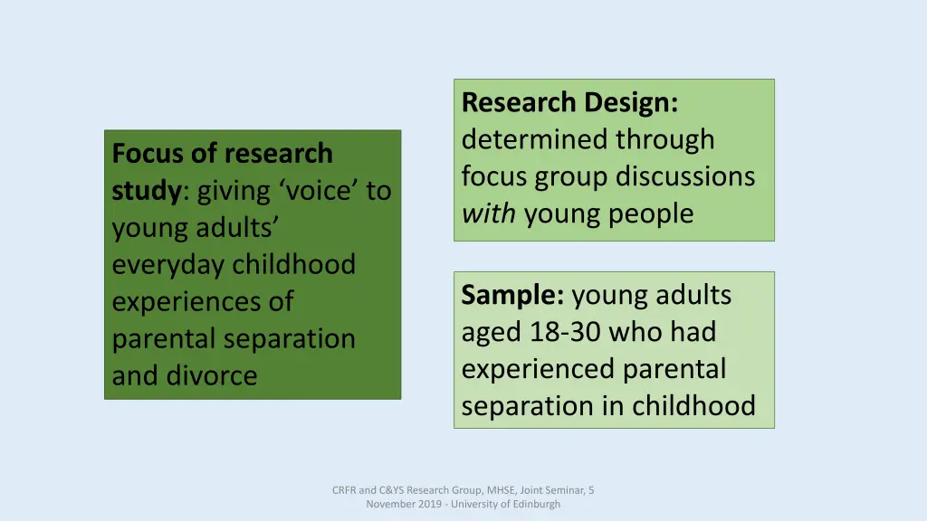research design determined through focus group