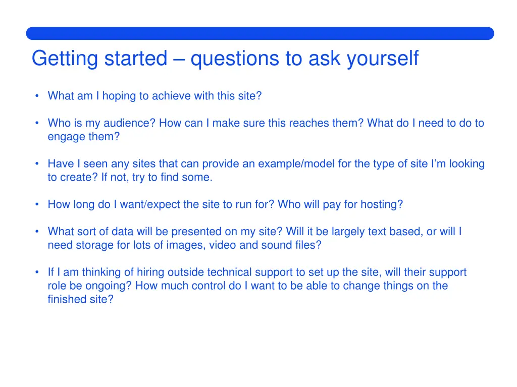 getting started questions to ask yourself
