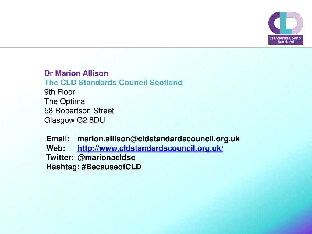 dr marion allison the cld standards council