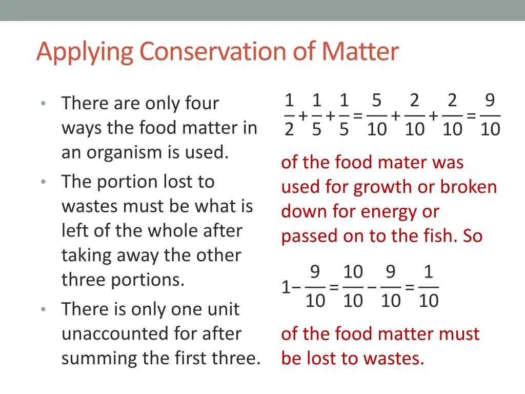 applying conservation of matter