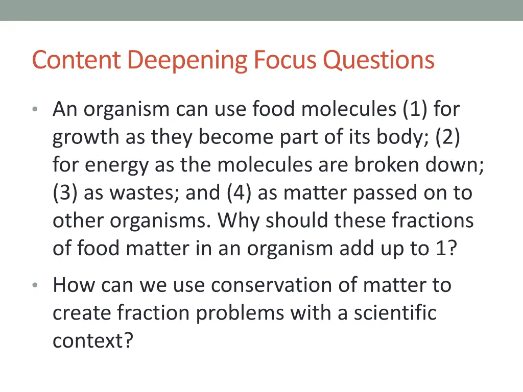 content deepening focus questions