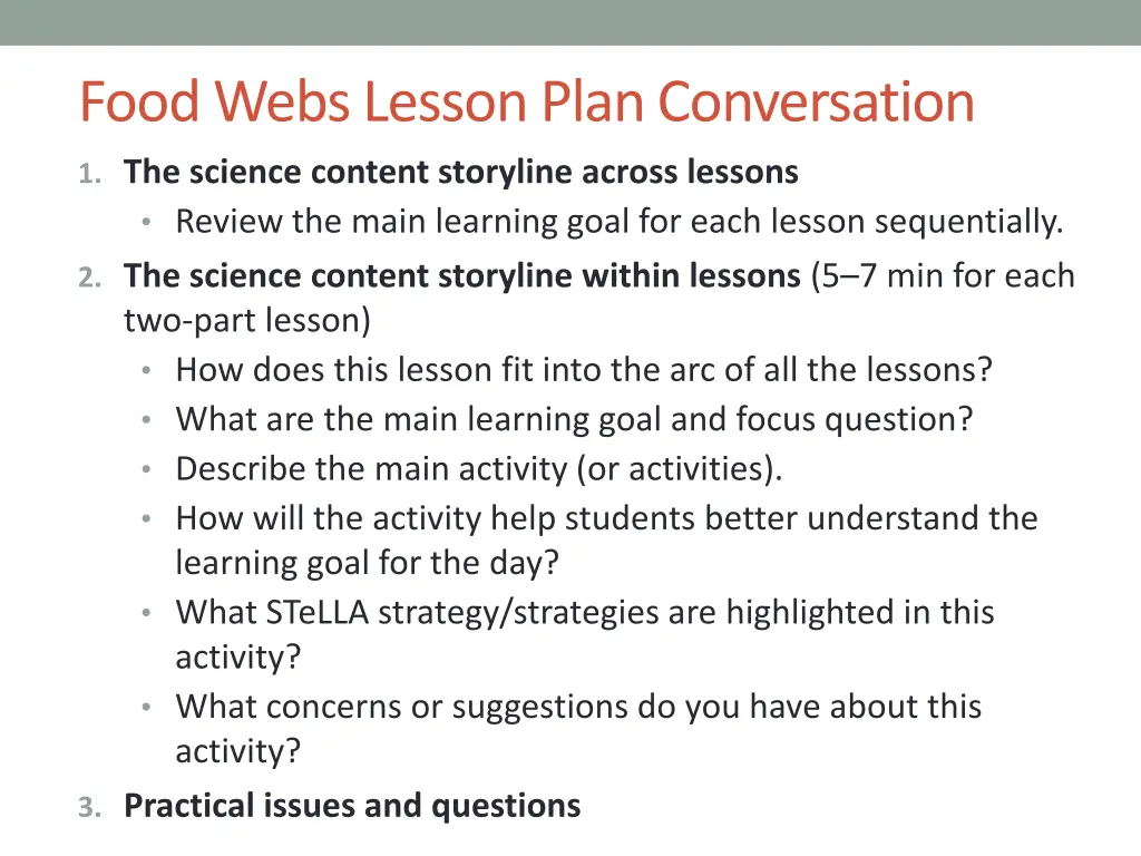 food webs lesson plan conversation