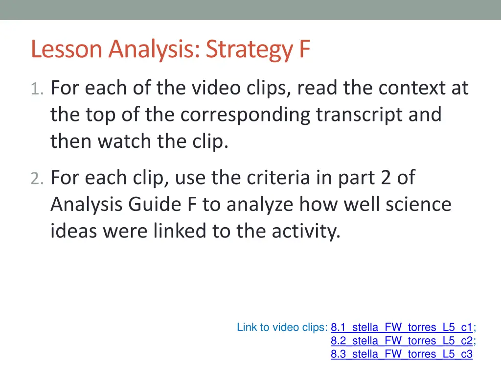 lesson analysis strategy f