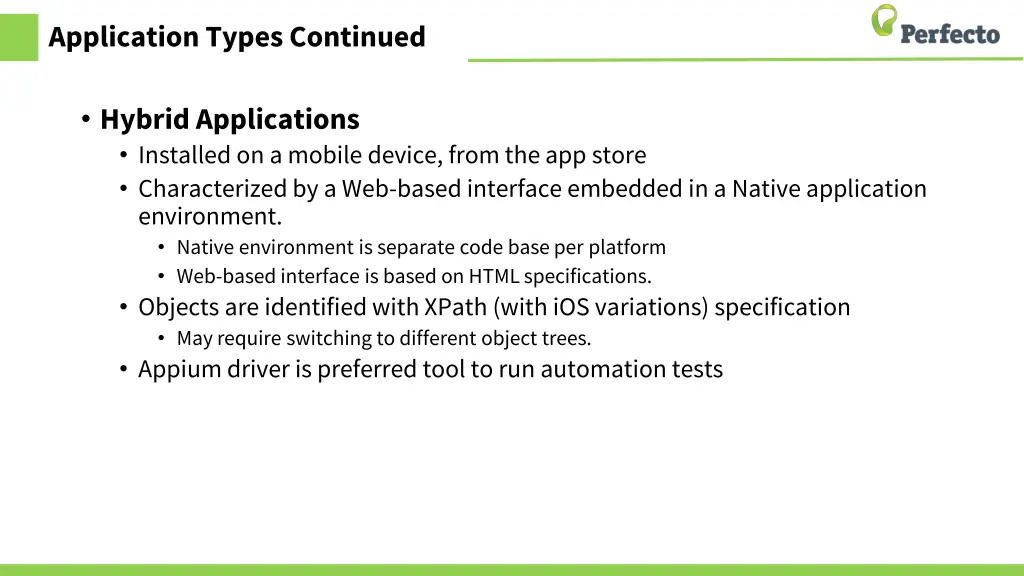 application types continued