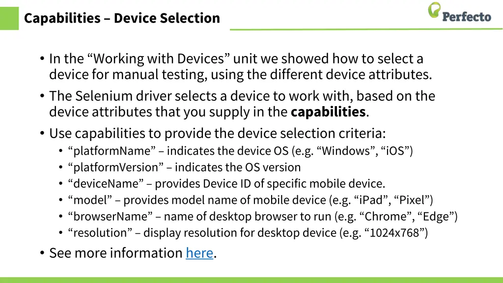 capabilities device selection