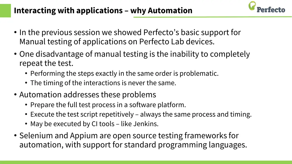interacting with applications why automation