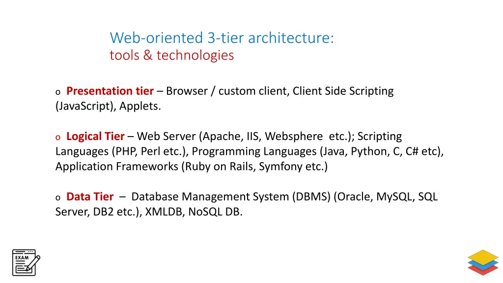 web oriented 3 tier architecture tools