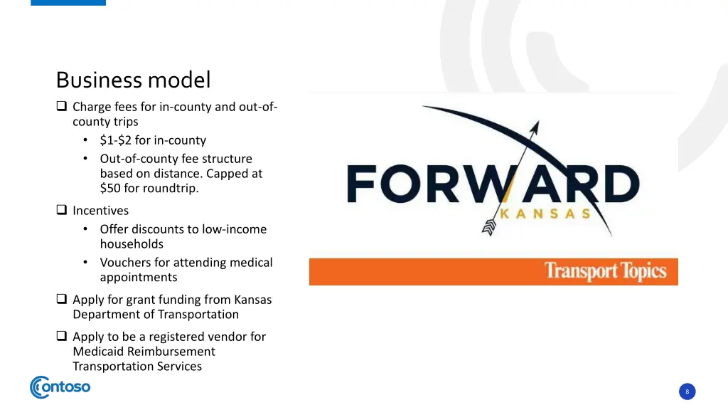 business model charge fees for in county