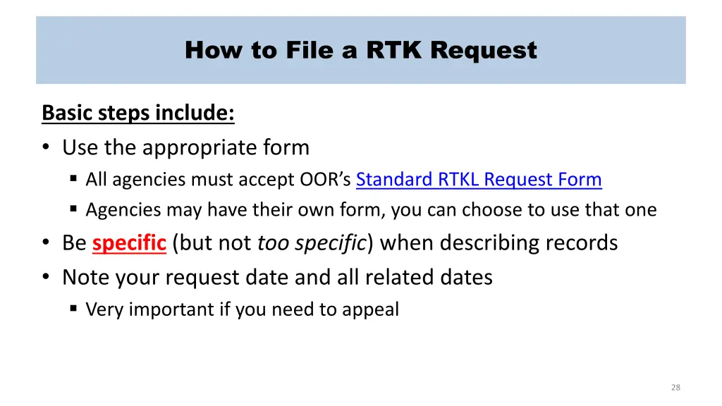 how to file a rtk request 1