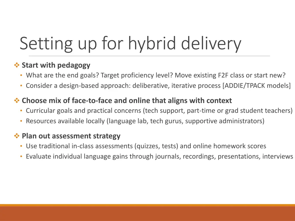 setting up for hybrid delivery