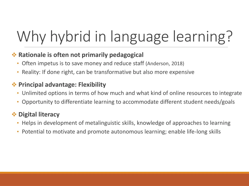 why hybrid in language learning