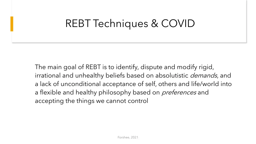 rebt techniques covid 2