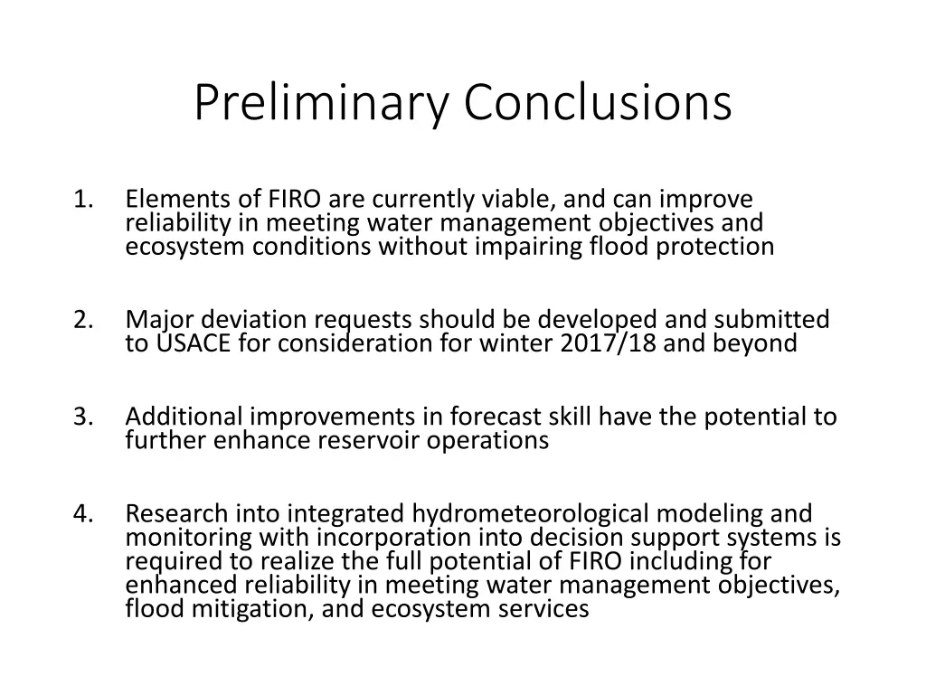 preliminary conclusions