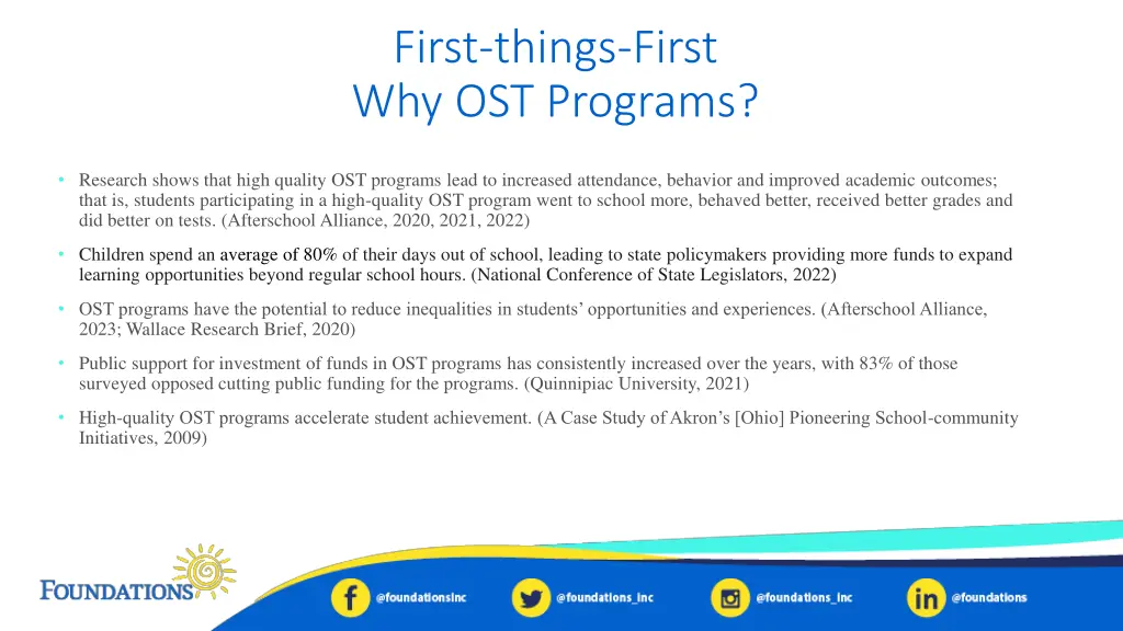 first things first why ost programs
