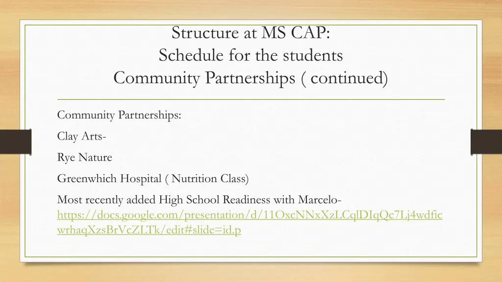 structure at ms cap schedule for the students 1