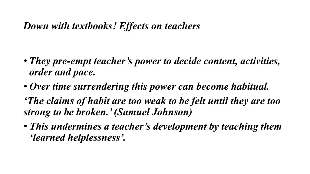 down with textbooks effects on teachers