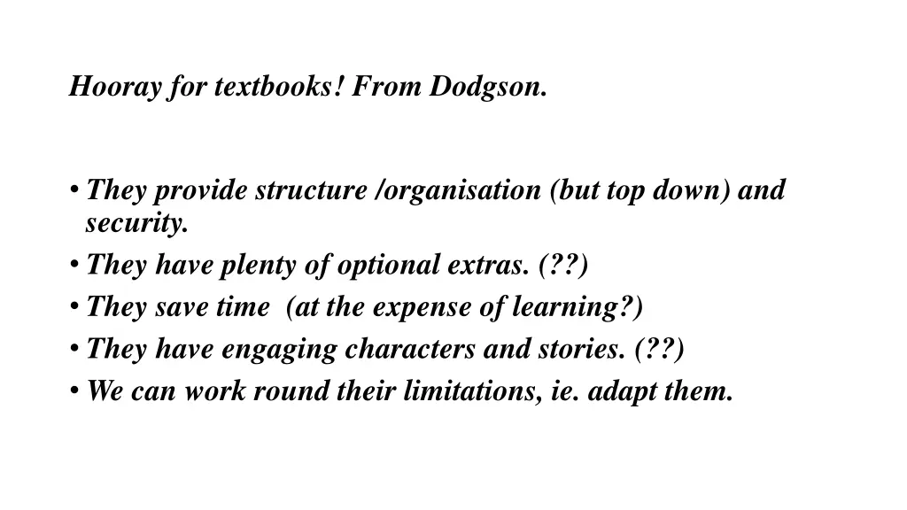 hooray for textbooks from dodgson