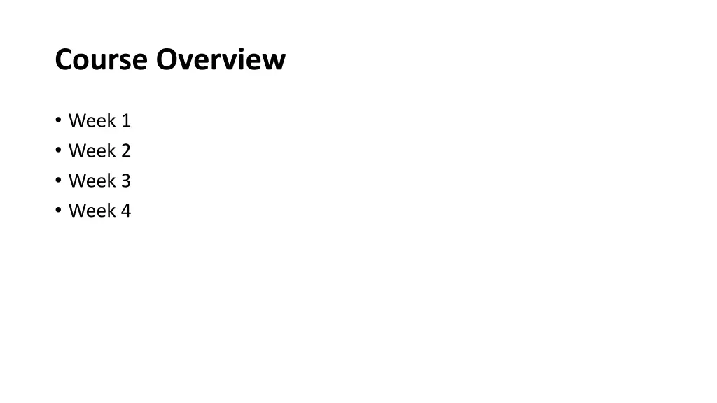 course overview