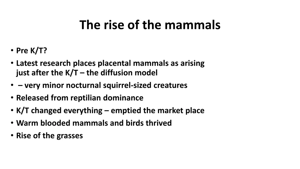 the rise of the mammals