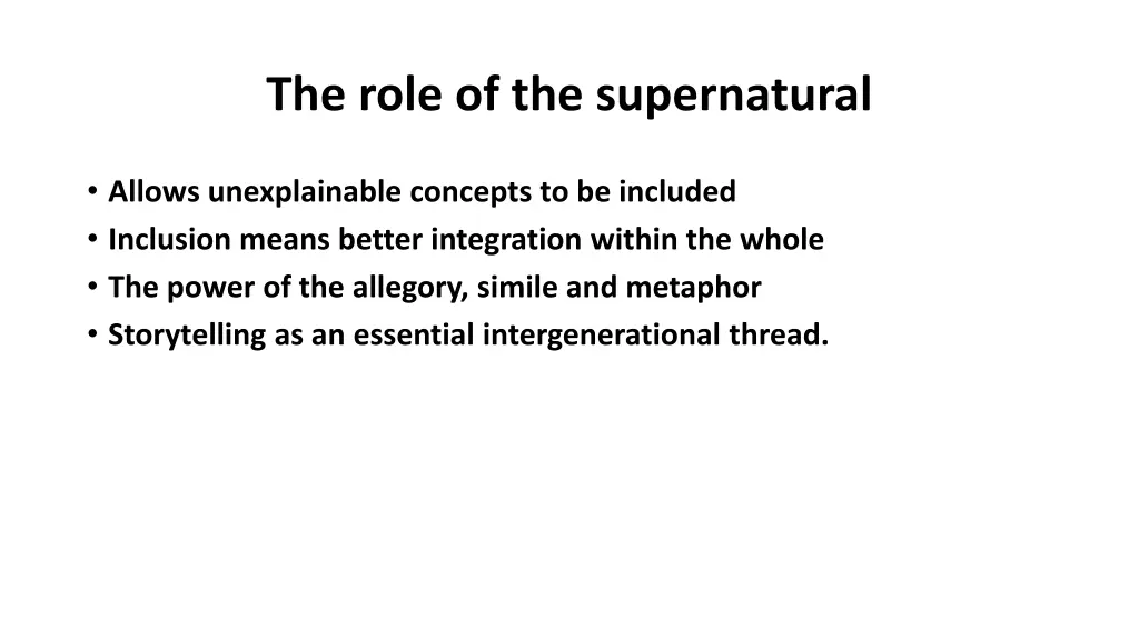 the role of the supernatural