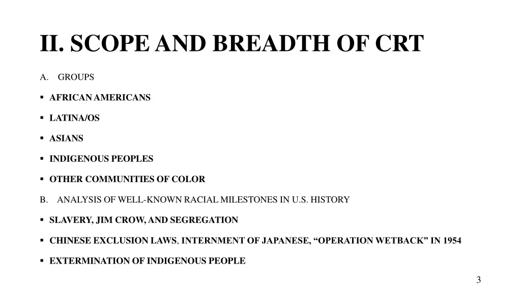 ii scope and breadth of crt