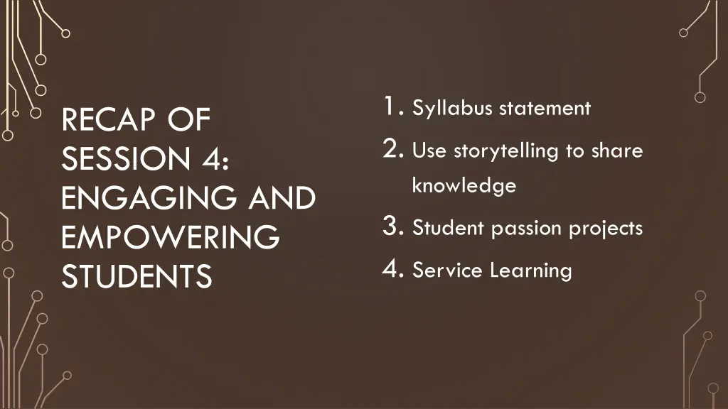1 syllabus statement 2 use storytelling to share